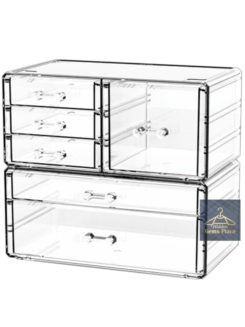 Acrylic 2 Pack Stackable 6 Drawer Makeup Organizer Clear Storage Desk